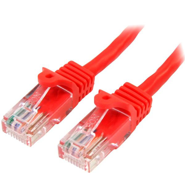 2ft Red Snagless Cat5e UTP Patch Cable