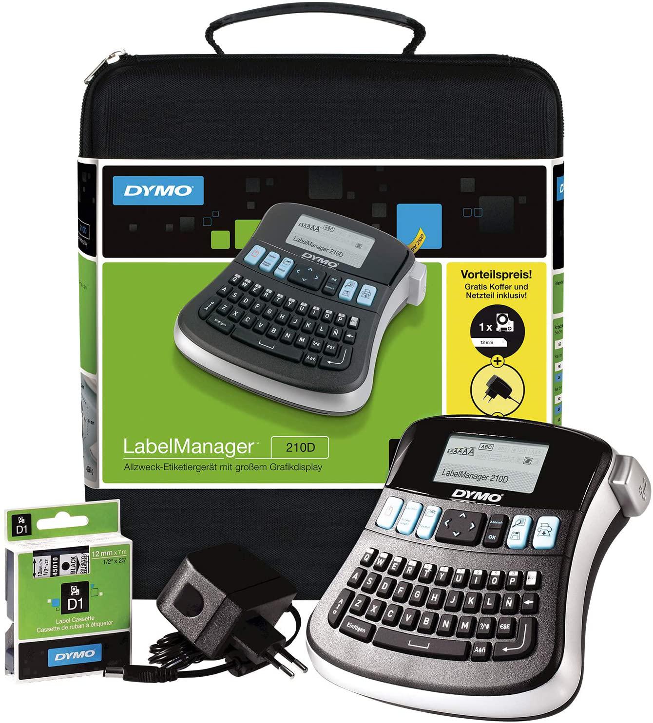 Labelling Machines Dymo LabelManager 210D Kitcase Desktop Label Printer QWERTY Keyboard Black/Silver