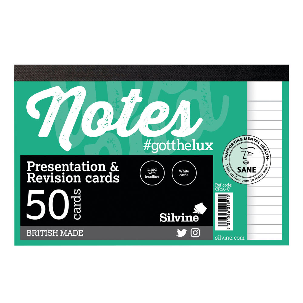 Silvine Revision Note Cards WH PK50