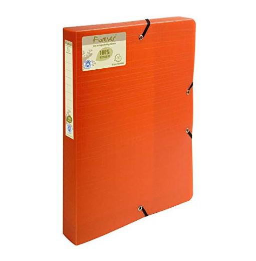 Exacompta Forever Box File Recycled Polypropylene A4 40mm Spine Width Elastic Closure Orange (Pack 8)
