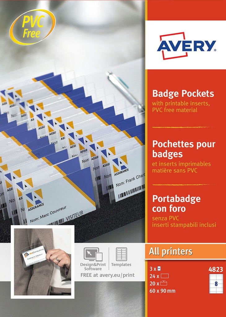 Avery Badge Pocket 60x90mm PK20