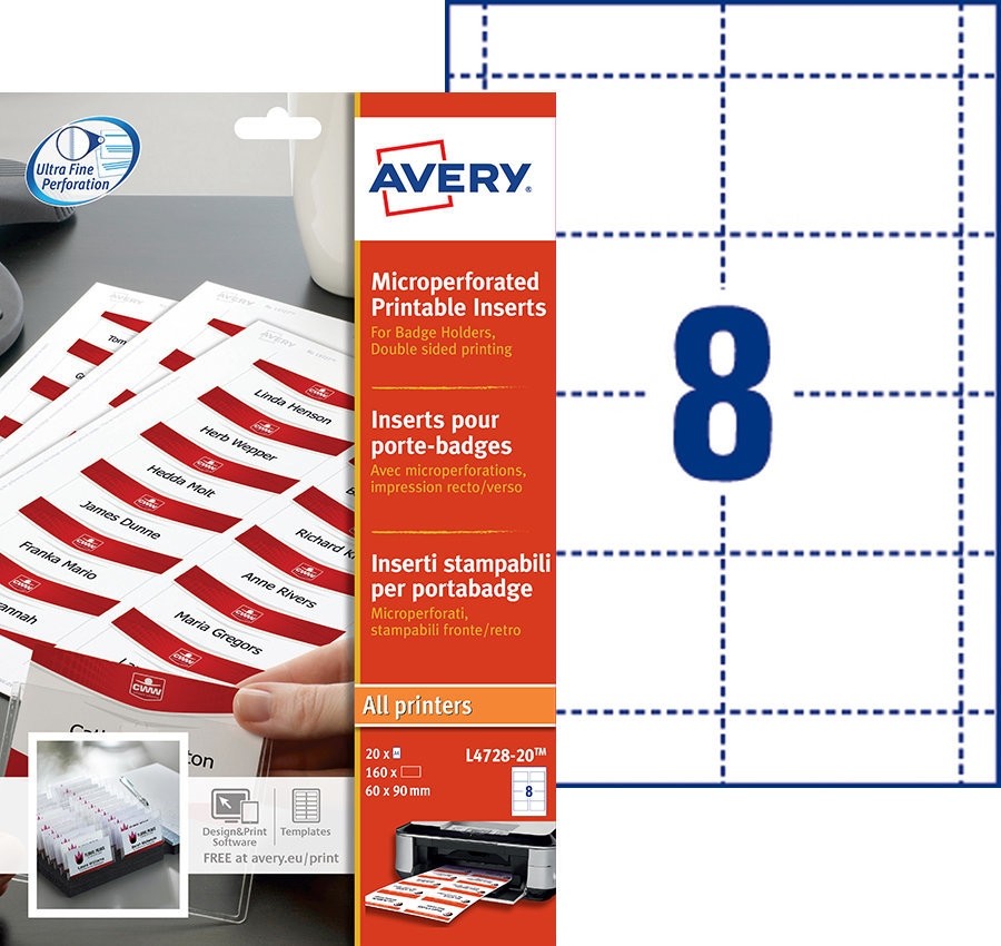 Avery Microperf Inserts 60x90mm PK160