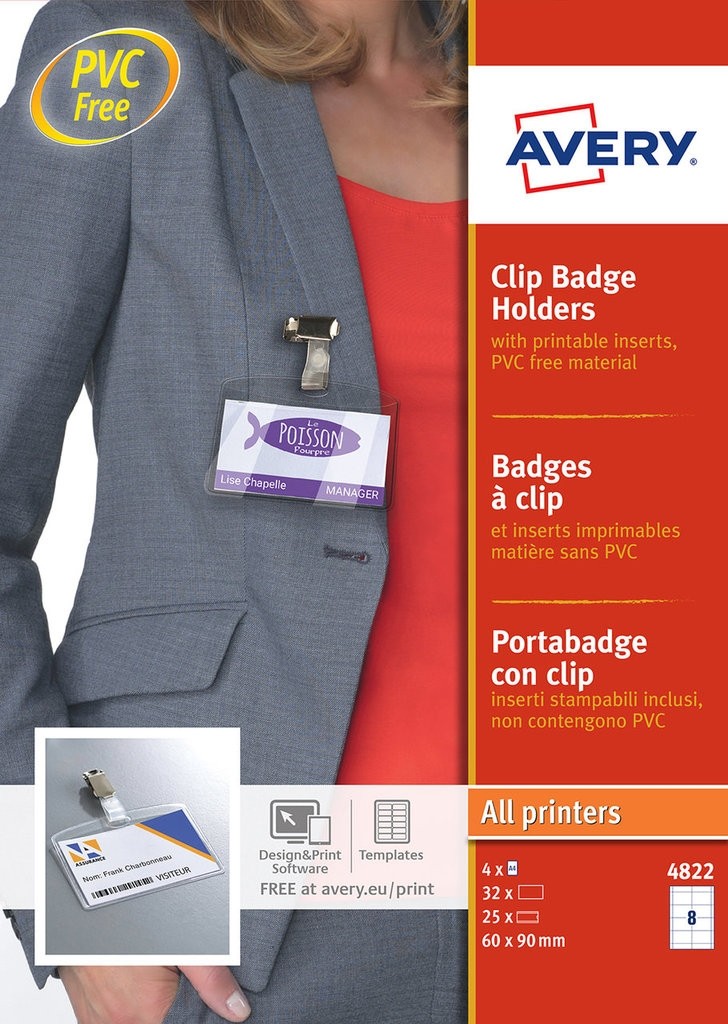 Avery Badge Holder 60x90mm PK25