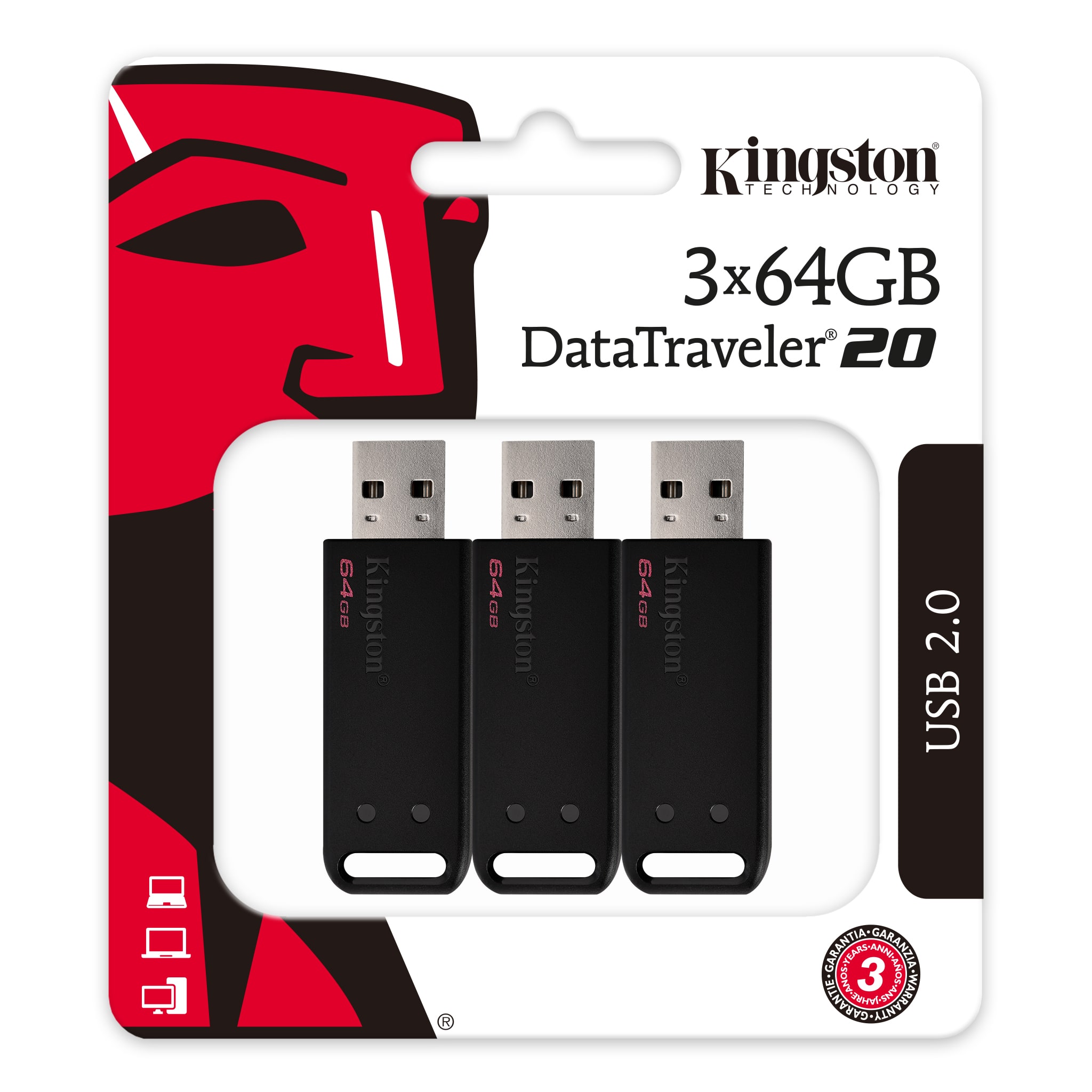 64GB USB 2.0 DataTraveler 20 FD 3 Pack