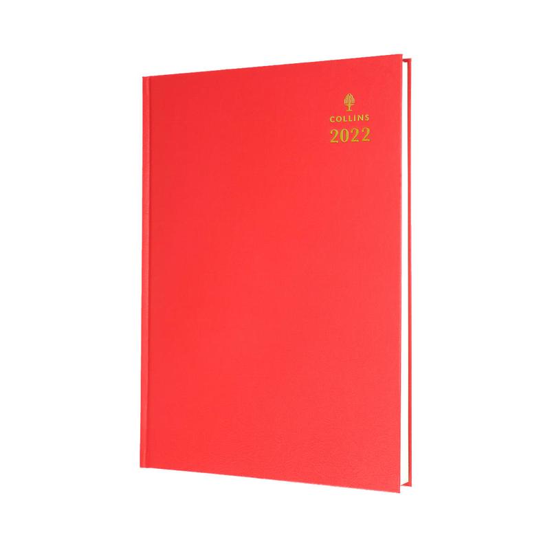 Diaries Collins Standard Desk 52 A5 Day To Page 2022 Diary Red 52.15-22