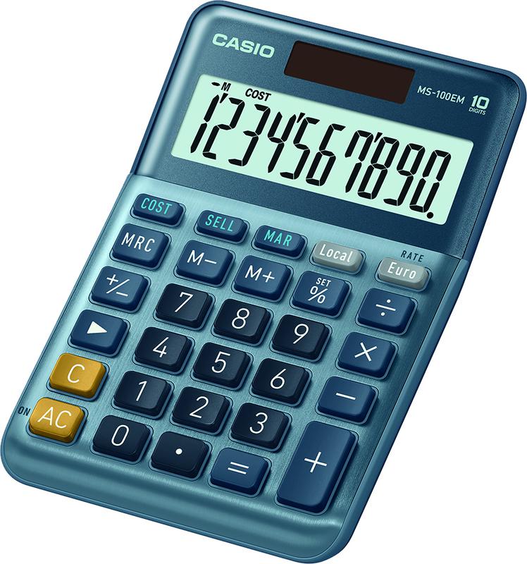 Casio MS-100EM 10 Digit Desktop Calculator Silver