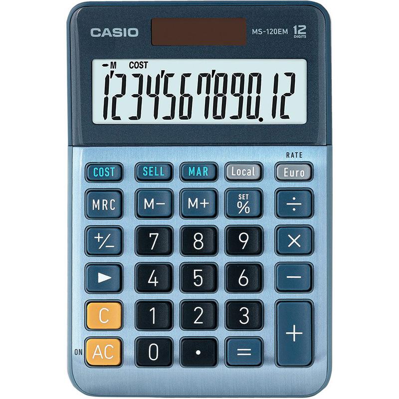 Casio MS-120EM 12 Digit Desktop Calculator Silver