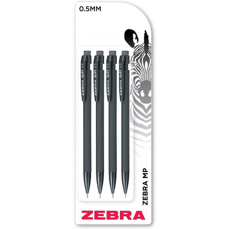 Zebra Mechanical Pencil HB 0.5mm Lead Black Barrel (Pack 4)
