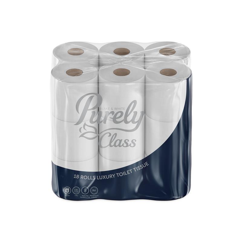 Purely Class Toilet Roll 2ply Domestic Supersoft Pack of 18 +Free Office Protection Kit PC1120+PP9410