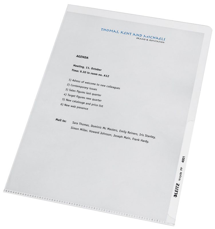 Leitz Recycled Folder A4 140 Micron (Pack of 25) 40013003