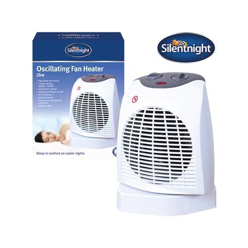 Fan Heaters Silentnight Oscillating Fan Heater 2KW Adjustable Thermostat Cool Air Setting 0110056