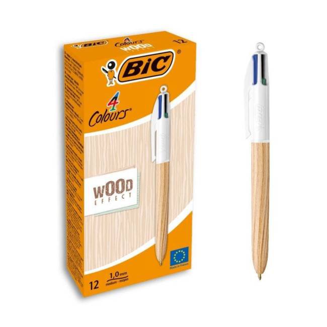 BIC PACK OF 12 ASSORTED COLOUR WOOD EFFE