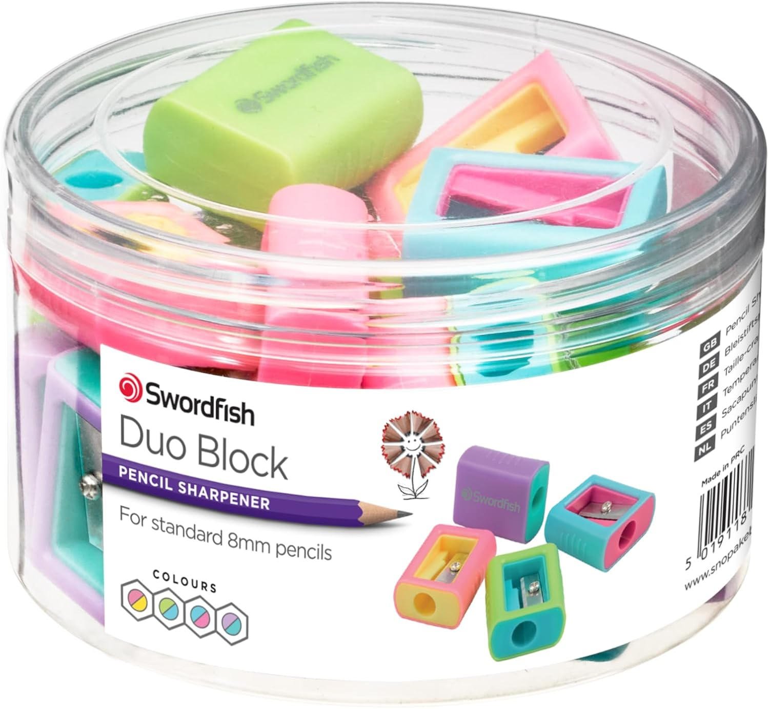 DUO BLOCK PENCIL SHARPENER TUB- 1 BOX OF