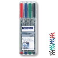 Non-Permanent Markers Staedtler Lumocolor OHP Pen Non-Permanent Fine 0.6mm Line Assorted Colours (Pack 4)