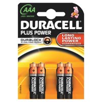 AAA Duracell Plus Power AAA Alkaline Batteries (Pack 4) MN2400B4PLUS