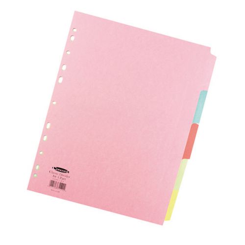 Dividers Concord Divider 5 Part A4 160gsm Board Pastel Assorted Colours
