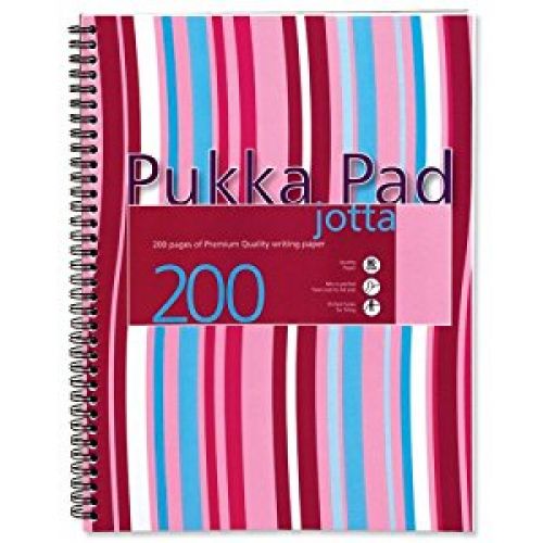 Pukka+Pad+Jotta+A4+Wirebound+Polypropylene+Cover+Notebook+Ruled+200+Pages+Pink+Stripe+%28Pack+3%29+-+JP018