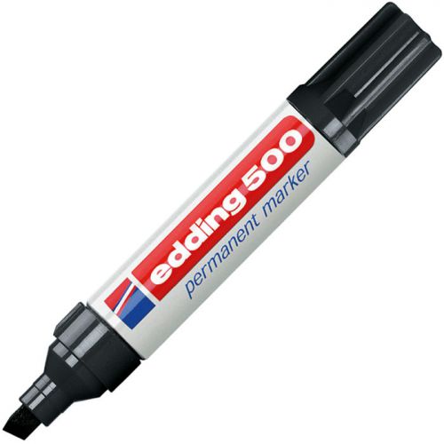Edding 500 Permanent Marker Chisel Tip 2-7mm Line Black (Pack 10)