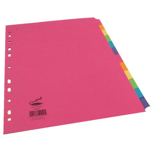 Dividers Concord Divider 12 Part A4 160gsm Board Bright Assorted Colours 50999
