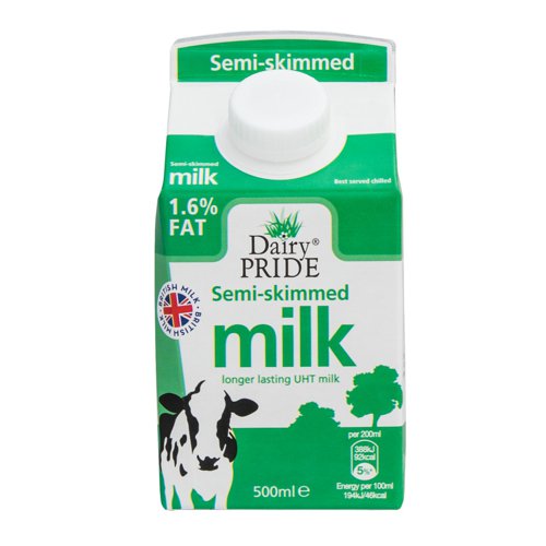 Milk Dairy Pride Semi Skimmed Long Life Milk 500ml (Pack 12) 402058