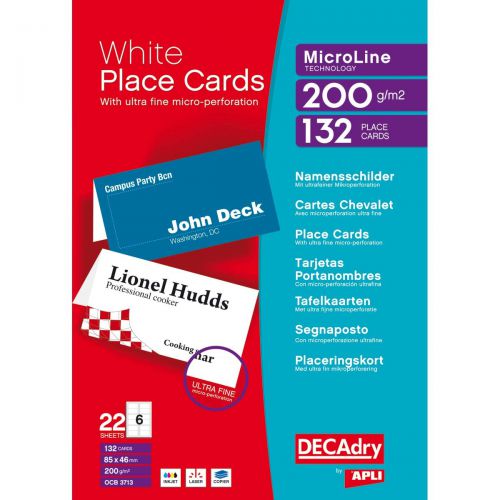 DECAdry+Folding+Place+Card+85x46mm+6+Per+Sheet+200gsm+White+%28Pack+132%29+-+OCB3713-3