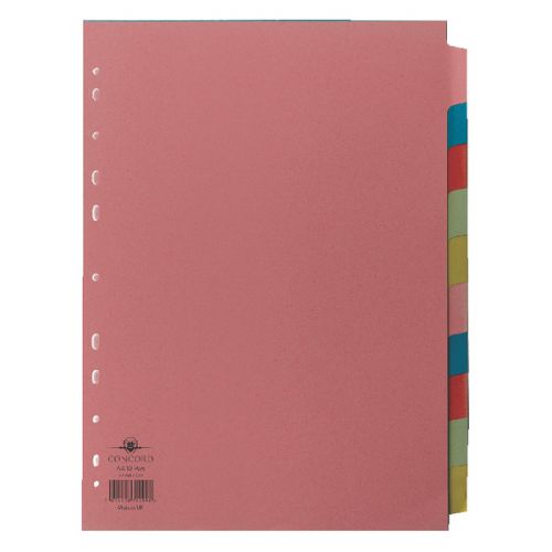 Concord Divider 10 Part A4 160gsm Board Pastel Assorted Colours - 72299/J22