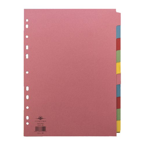 Concord Divider 10 Part A4 (2x5 Colours) 160gsm Board Pastel Assorted Colours - 72099/​J20