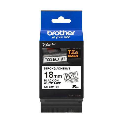 Brother+Black+On+White+Strong+Label+Tape+18mm+x+8m+-+TZES241