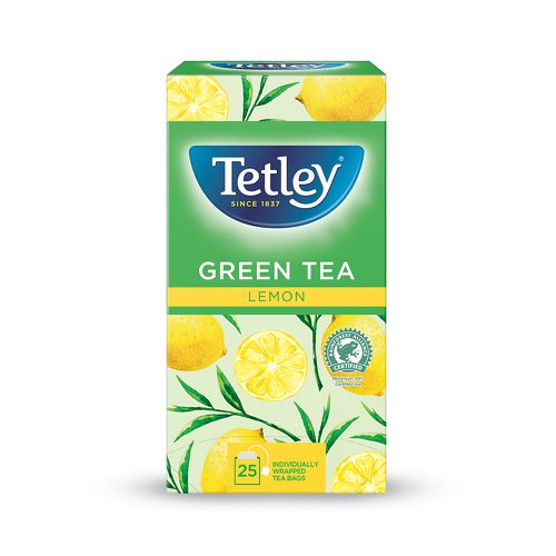 Tea Tetley Green Tea With Lemon Tea Bags Individually Wrapped and Enveloped (Pack 25)