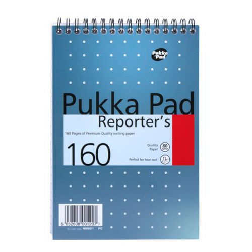 Pukka+Pad+205x140mm+Wirebound+Card+Cover+Reporters+Shorthand+Notebook+Ruled+160+Pages+%28Pack+3%29+NM001