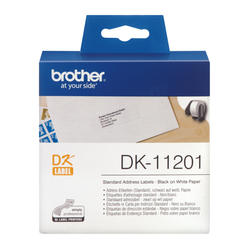 Brother+Black+On+White+Address+Label+Roll+29mm+x+90mm+400+labels+-+DK11201