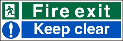Stewart Superior Fire Exit Keep Clear Sign 450x150mm