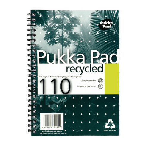 Pukka+Pad+A5+Wirebound+Card+Cover+Notebook+Recycled+Ruled+110+Pages+Green+%28Pack+3%29+-+RCA5%2F110-3