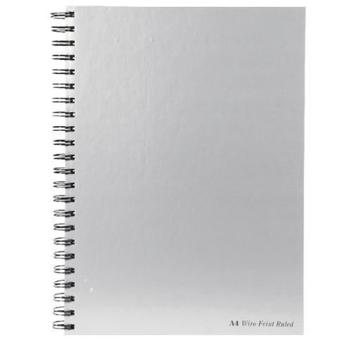 Spiral Note Books Pukka Pad A4 Wirebound Hard Cover Notebook Ruled 160 Pages Silver (Pack 5)