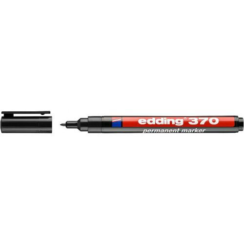 edding 370 Permanent Marker Bullet Tip 1mm Line Black (Pack 10) - 4-370001