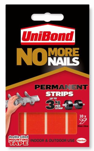 Unibond+No+More+Nails+Ultra+Strong+Double+Sided+Mounting+Tape+Permanent+20mm+x+40mm+%28Pack+10+Strips%29+-+2675503