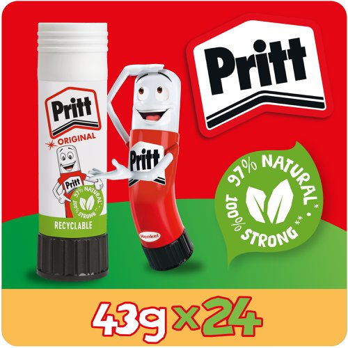Pritt+Original+Glue+Stick+Sustainable+Long+Lasting+Strong+Adhesive+Solvent+Free+Value+Pack+43g+%28Pack+24%29+-+1564148