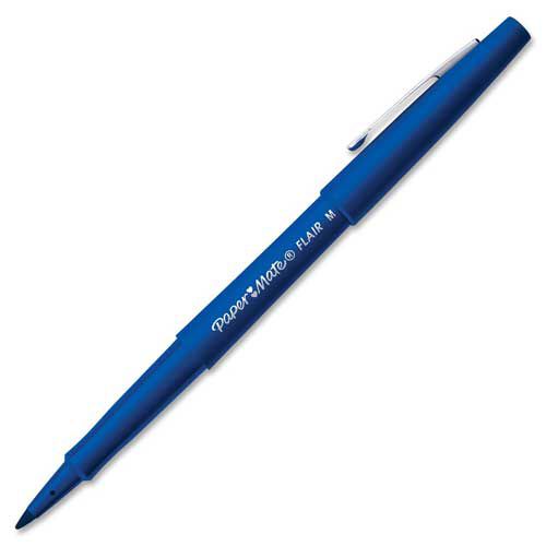 Fineliner Pens Paper Mate Flair Fibre Tip Pen 0.8mm Line Blue (Pack 12)