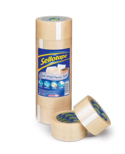 Sellotape+Parcel+Plus+Vinyl+Waterproof+Extra+Strong+Packaging+Tape+50mm+x+66m+Clear+%28Pack+6%29+-+1445488