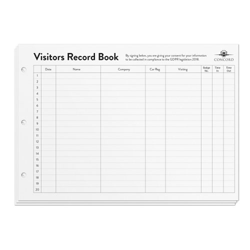 Concord Visitor Book Refill 230x335mm 2000 Entries (Pack 50 Sheets) 85801/CD14P