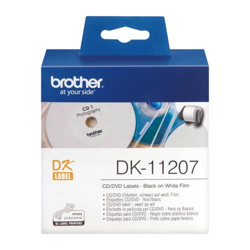 Ribbons Brother Black On White CD/DVD Labels 58mm x 58mm 100 Labels - DK11207
