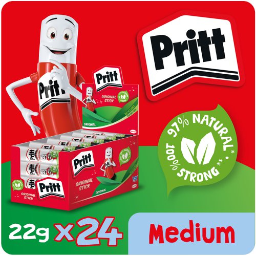 Pritt+Original+Glue+Stick+Sustainable+Long+Lasting+Strong+Adhesive+Solvent+Free+Value+Pack+22g+%28Pack+24%29+-+1564150