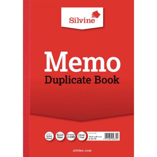 Silvine A4 Duplicate Memo Book Carbon Ruled 1-100 Taped Cloth Binding 100 Sets (Pack 6)