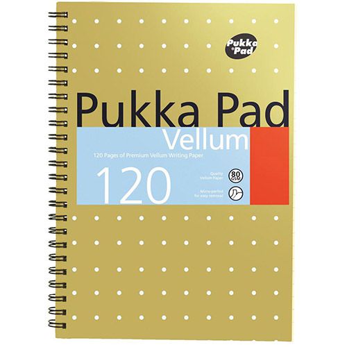 Spiral Note Books Pukka Pad Vellum A5 Wirebound Card Cover Ruled 120 Pages Yellow (Pack 3)