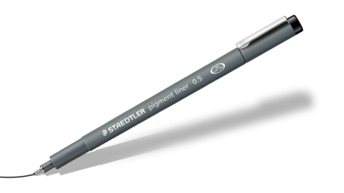 Fineliner Pens Staedtler Pigment Liner Pen 0.5mm Line Black (Pack 10)