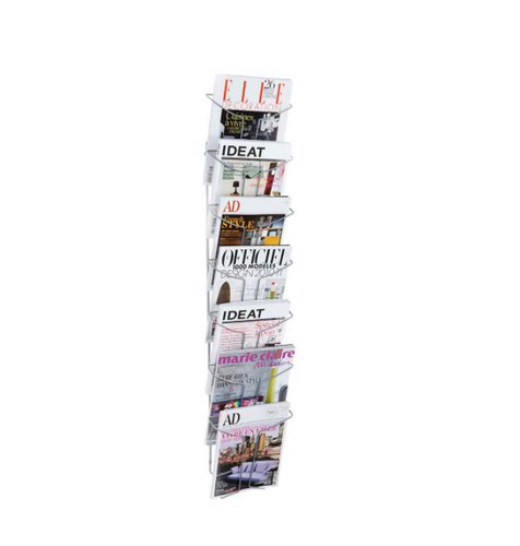 Literature Holders Alba Wall Mounted Literature Display Unit 7 x A4 Compartments Silver Grey DDFIL7M