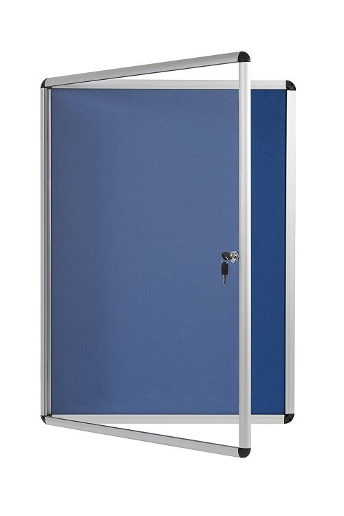 Bi-Office Enclore Blue Felt Lockable Noticeboard Display Case 9 x A4 720x981mm - VT630107150