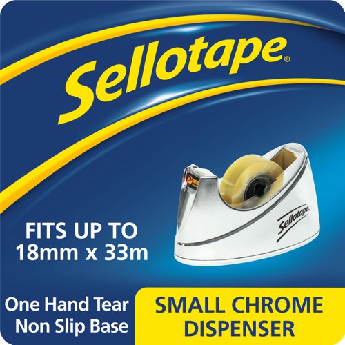 Sellotape+Small+Chrome+Tape+Dispenser+Non+Slip+Base+19mm+x+33m+-+504045