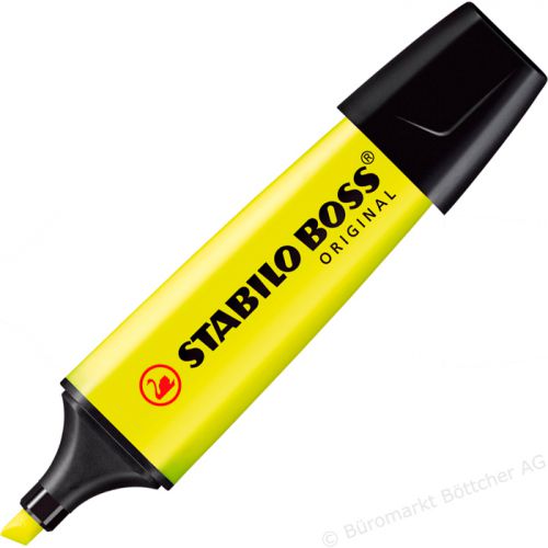 STABILO+BOSS+ORIGINAL+Highlighter+Pen+Chisel+Tip+2-5mm+Line+Yellow+%28Pack+10%29+-+70%2F24
