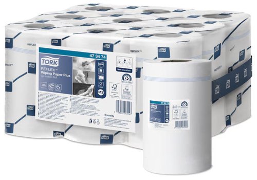 Tork Reflex M3 Multipurpose Wiping Paper Plus 2-Ply 200 Sheets White (Pack 9) - 473474 Tork Reflex M3 Multipurpose Wiping Paper Plus 2-Ply 200 Sheets White (Pack 9) - 473474